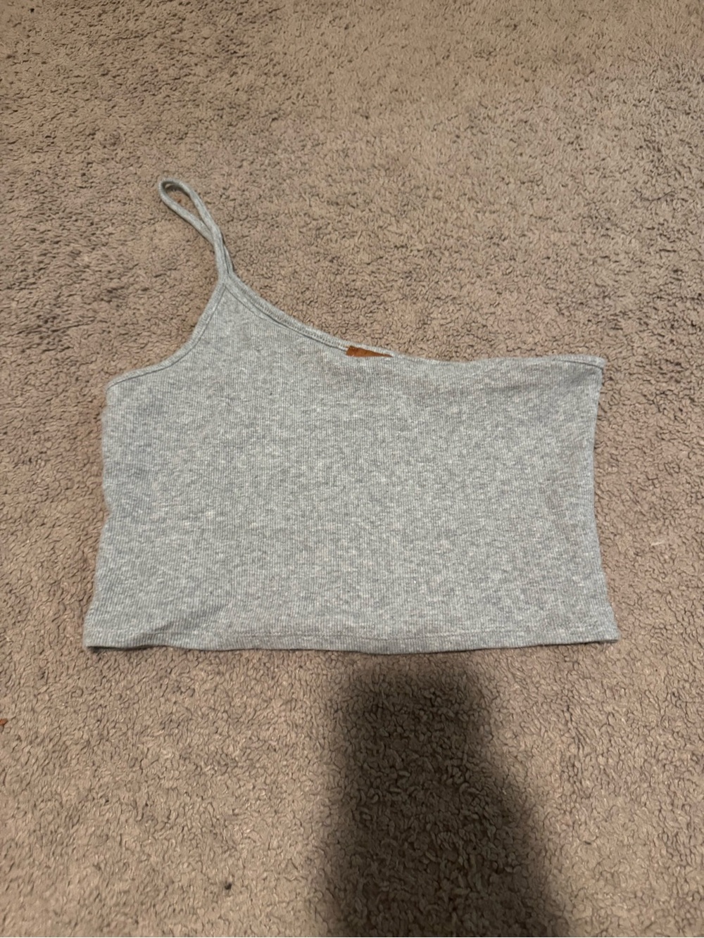 Women’s One-Shoulder Ribbed Crop Top - Gray